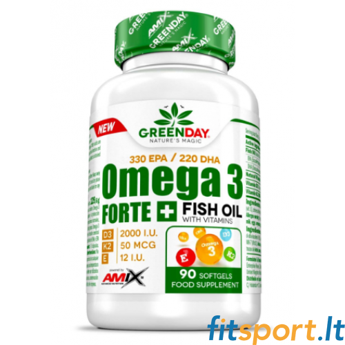 Amix GreenDay Omega 3 Forte+ D3+K2+E 90 vāciņi. 