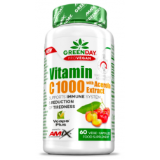 Amix GreenDay ProVegan C vitamīns 1000 ar acerolas ekstraktu 60 kapsulas.