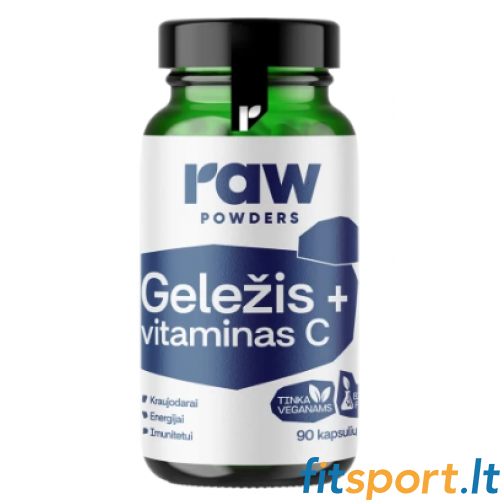 Neapstrādāti dzelzs + C vitamīna pulveri 90 kapsulas. 