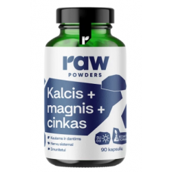 Neapstrādāti pulverveida kalcijs + magnijs + cinks + D3 90 kaps.