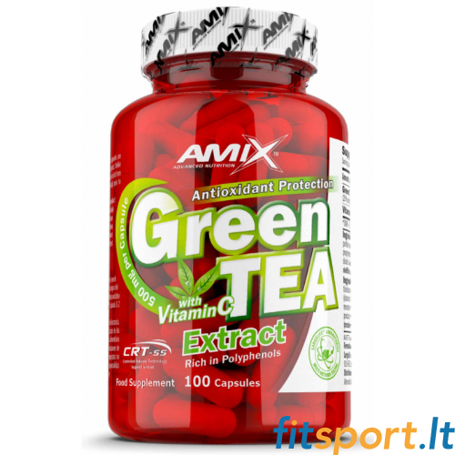 Amix Nutrition zaļās tējas ekstrakts ar C vitamīnu 100 kapsulas. 