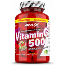 Amix Nutrition C vitamīns 500 100 kapsulas. + 25 kapsulas. BEZ MAKSAS!