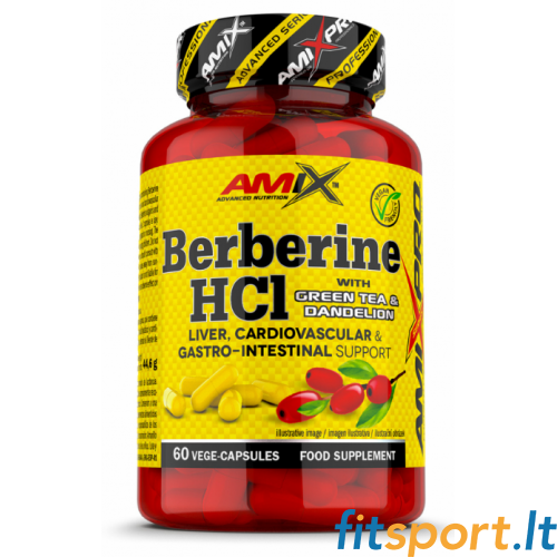 AmixPro® Berberine HCl ar GreenTea & Dandelion 60 kapsulas. 