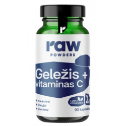 Neapstrādāti dzelzs + C vitamīna pulveri 90 kapsulas.