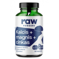 Neapstrādāti pulverveida kalcijs + magnijs + cinks + D3 90 kaps.