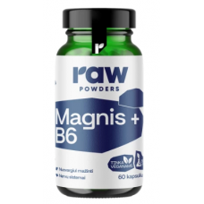 Neapstrādāti magnija + B6 vitamīna pulveri 60 kapsulas.