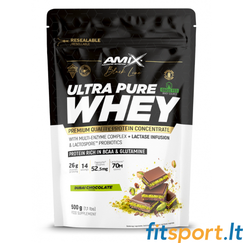 Amix Black Line Ultra Pure sūkalu proteīns 500 g. DOYPACK 