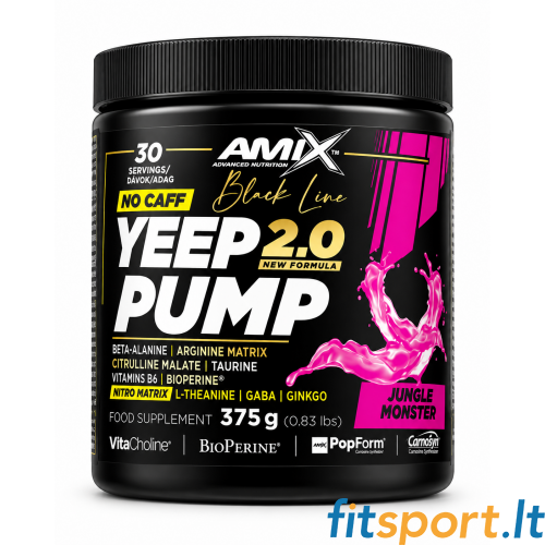 Amix Black Line Yeep Pump 2.0 bez kofeīna 360 g. - Bez kofeīna Amix Black Line Yeep Pump 2.0 bez kofeīna 360 g. - Bez kofeīna