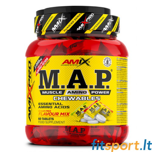 AmixPro® M.A.P. Muscle Amino Power košļājamās tabletes (EAA) 60 tabletes. 