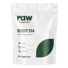 Neapstrādāti B7 vitamīna (biotīna) pulveri 90 kapsulas.