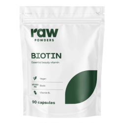 Neapstrādāti B7 vitamīna (biotīna) pulveri 90 kapsulas.