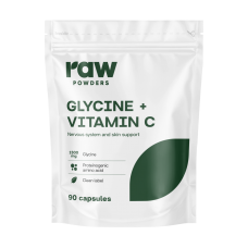 Neapstrādāti glicīna + C vitamīna pulveri 90 kapsulas.