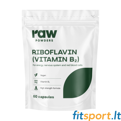 Neapstrādāti riboflavīna (B2 vitamīna) pulveri 60 kapsulas. 