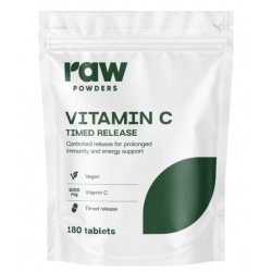 Neapstrādāti C vitamīna pulverveida preparāti (laika iedarbība) 180 tabletes.