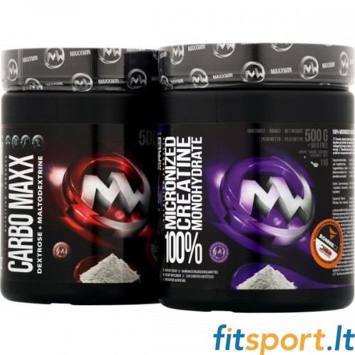 MaxxWin mikronizēts kreatīna monohidrāts 550g + CARBO MAXX 500g 