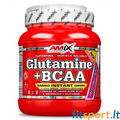 Amix Glutamīns + BCAA pulveris (aminoskābes) 530g 