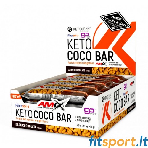 Amix KetoLean Keto goBHB Coco batoniņš 20 x 40 g. 