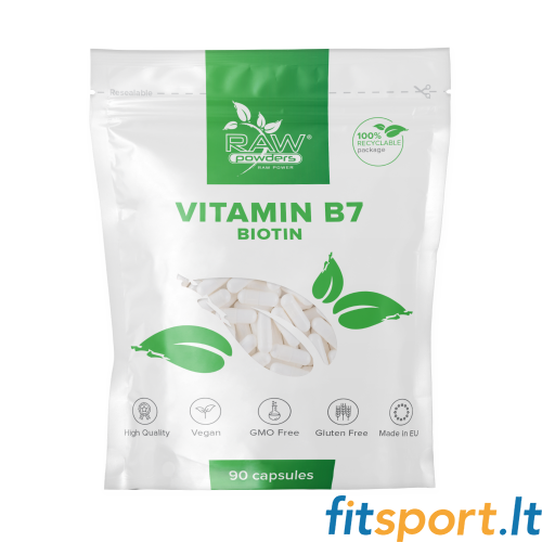 Raw Powders Biotīns (B7 vitamīns) 90 kapsulas 